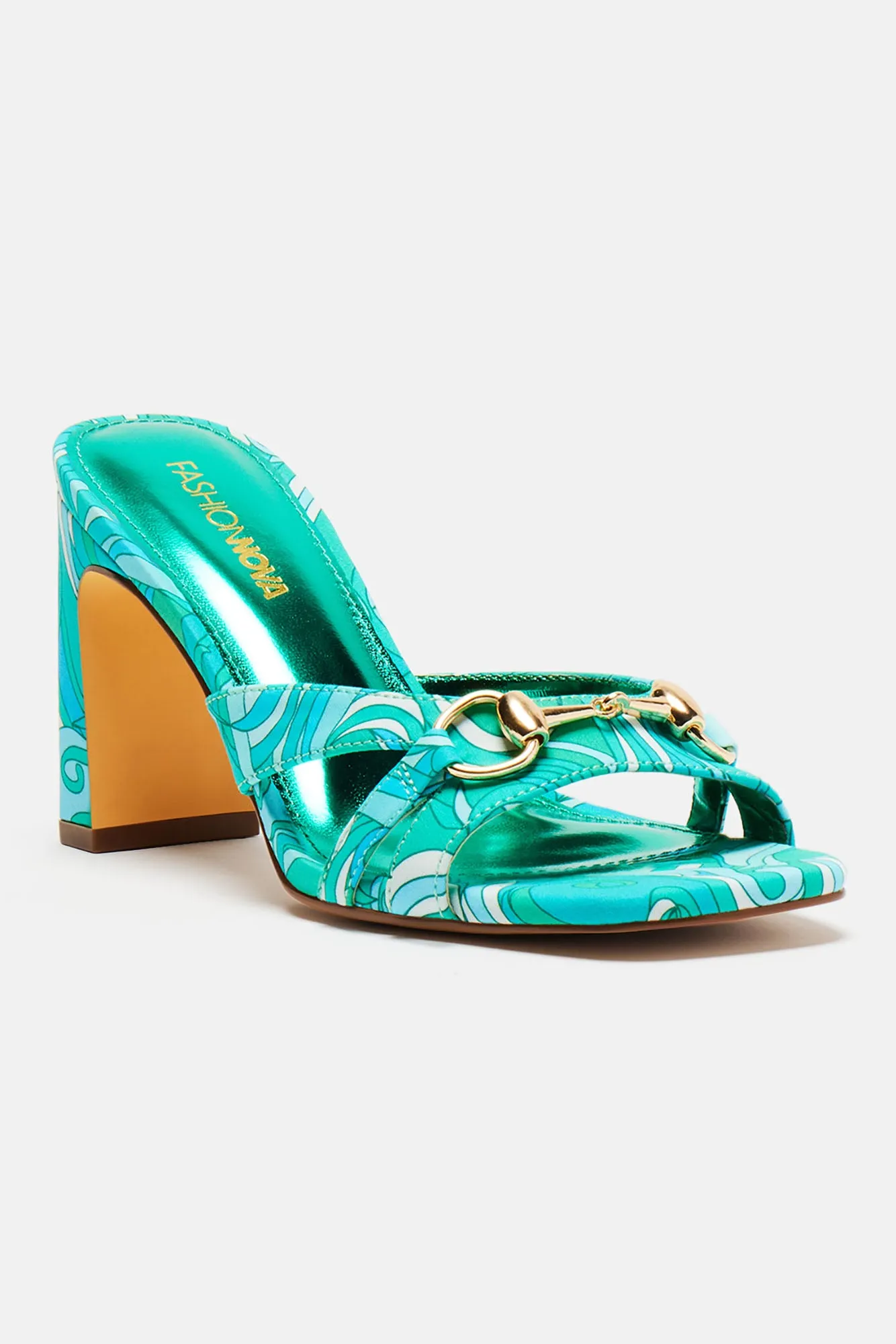 Alaina Printed Heeled Mules - Green/combo