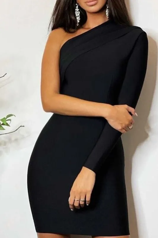 Ally Long Sleeve Bodycon Mini Dress - Classic Black