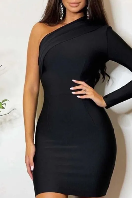 Ally Long Sleeve Bodycon Mini Dress - Classic Black