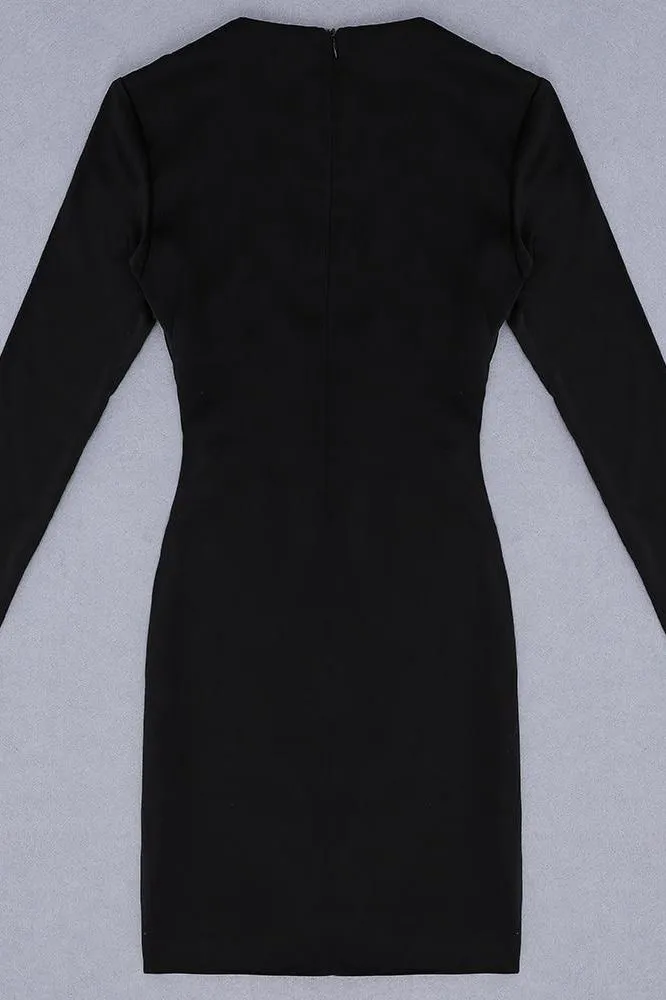 Demi Long Sleeve Bodycon Mini Dress - Classic Black