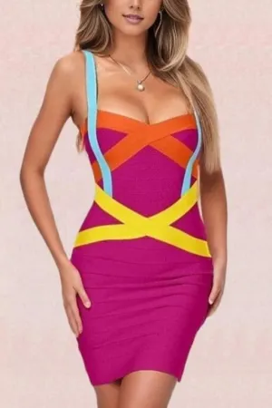 Heidi Bandage Mini Dress - Hot Pink