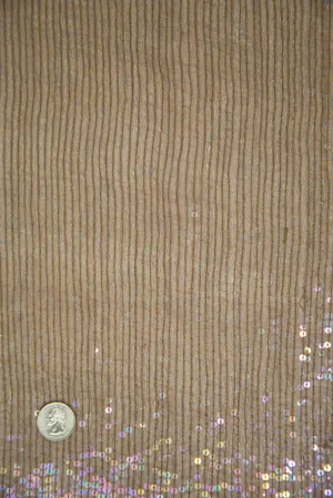 Light Brown Sequins & Beads on Silk Chiffon JEC-132-42 Fabric