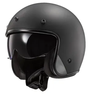 LS2 BOB Low Profile Matt Black ECE approved Open Face Helmet with dark drop down visor