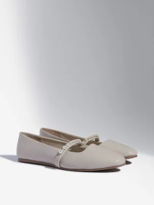 LUNA BLU Light Beige Pearlescent Mary Jane Shoes