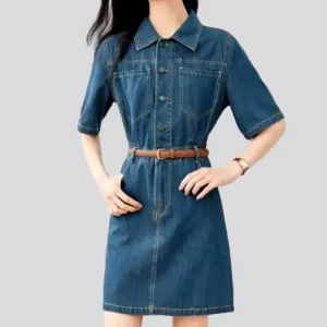 Mini shift denim dress