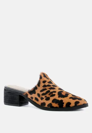 PALMA Leopard Print Stacked Heel Mules