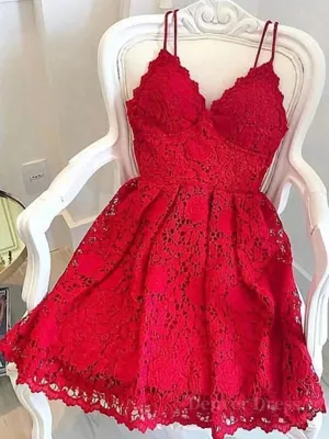 Short Red Lace Prom Dresses Short Red Lace Formal Graduation Homecoming Dresses