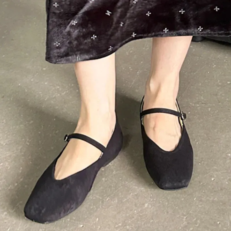 TAVIMART  -  Autumn New Brand Women Flats Shoes Fashion Square Toe Shallow Mary Jane Shoes Soft Casual Ballet Shoes Slingback Shoe Mujer